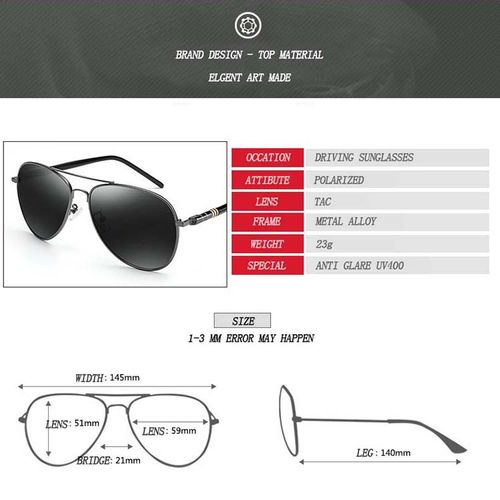 Aviation Frame Quality Oversized Spring Leg Alloy Men Sunglasses