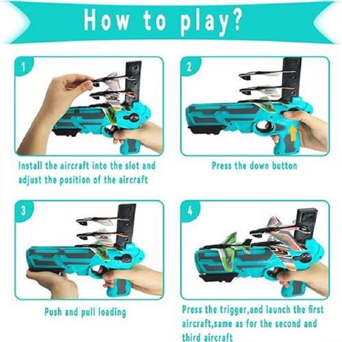 product_image_name-Generic-بندقية الطائرات مع مجموعة 4 قطع من طائرات الفوم الورقية - زرقاء-3