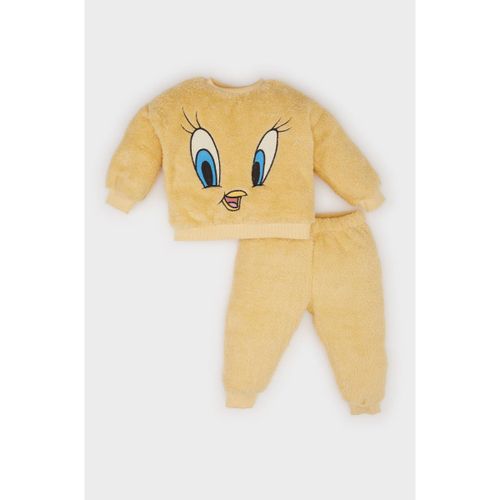 product_image_name-Defacto-Baby Girl Bike Neck Regular Fit Knitted Set - Mustard-1