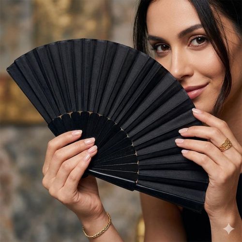 product_image_name-Generic-مروحة يد كلاسيكية قابلة للطي - أسود-1