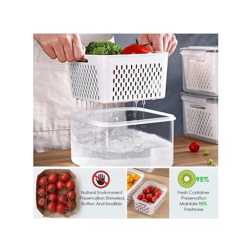 product_image_name-Generic-KITCHENOO Refrigerator Food Storage Container Set with Lids and Plastic Colander for Preserving Fresh Produce, Vegetables, Fruits, and Meat, BPA-Free Plastic Containers-1