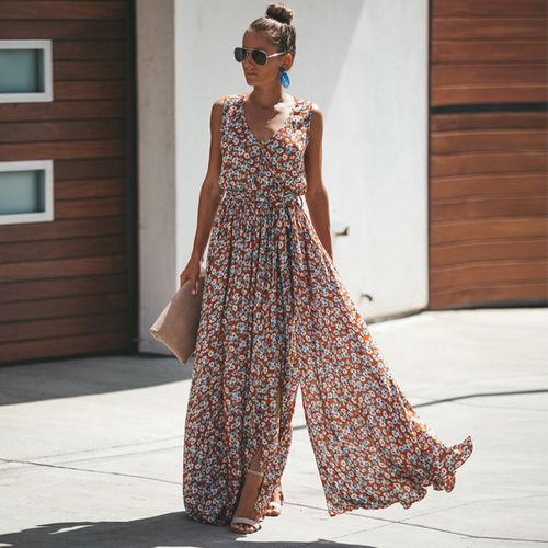 Maxi Boho Red Summer Dress  Boho style outfits, Boho dress, Boho