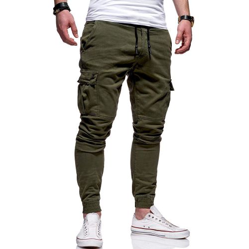 Mens Casual Slim Straight Fit Broken Twill Fabric Cotton Trousers