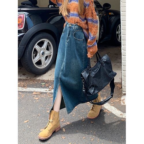 Fashion Korean Preppy Style Denim Women Solid Color Long Skirt High Waist  Feminina Big Hem Casual Zipper Button Jean Skirts price in Saudi Arabia |  Amazon Saudi Arabia | kanbkam