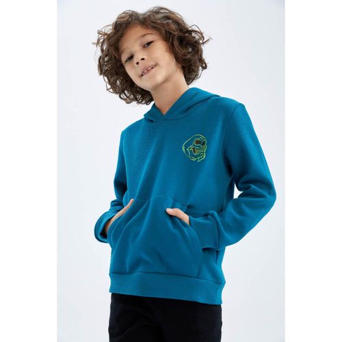 product_image_name-Defacto-Boy Hooded Regular Fit Sweat Shirt - Petrol-1