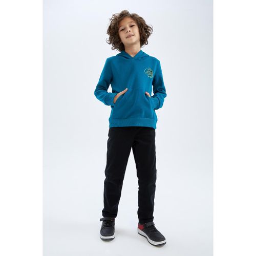 product_image_name-Defacto-Boy Hooded Regular Fit Sweat Shirt - Petrol-5