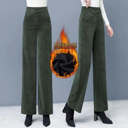 Fashion (green)Autumn Fashion Velvet Baggy Pantalon Elegant Winter Thick  Corduroy Pants Women Office Work Warm Elastic High Waist Wide Leg Pant DOU  @ Best Price Online