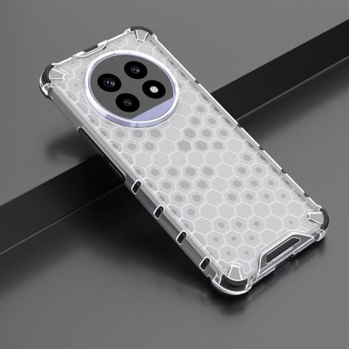 product_image_name-Generic-Case For Realme 13 Pro Plus 5G  , -   Brushed Dual Protective Shockproof Case - With Ultra Protection For Camera - Black Edges Transparent Beehive Back-2