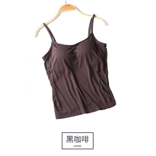 Fashion (Coffee)2022 Women's Camisole Tops With Built In Bra Neck Vest  Padded Slim Fit Tank Tops Shirts Feminino Casual WEF @ Best Price Online