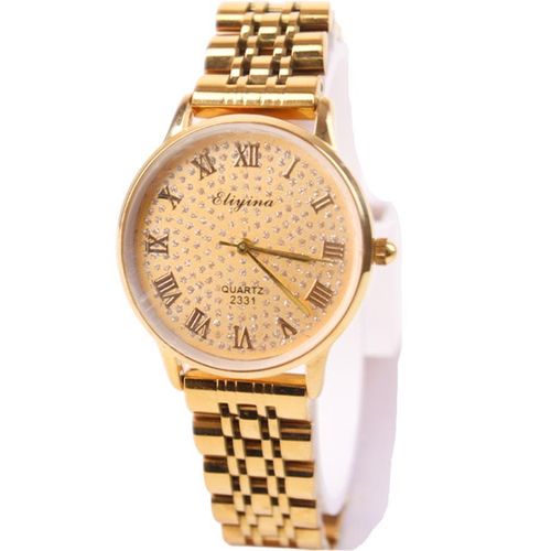 product_image_name-Generic-ساعة يد نسائية كاجوال - هيكل من الفولاذ المقاوم للصدأ ذهبي -3