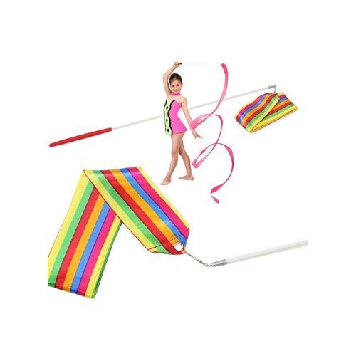 اشتري Generic Rhythmic Gymnastics Ribbon Baton Twirling Dance Streamers Multi Color في مصر