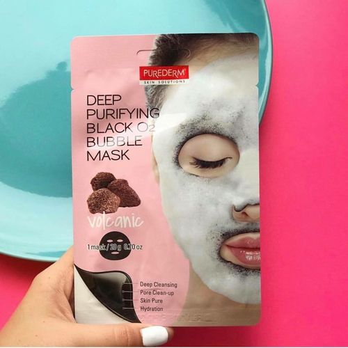 product_image_name-Pure Derm-Deep Purifying O2 Bubble Volcanic Mask Sheet - Black  - 1 Pcs-4