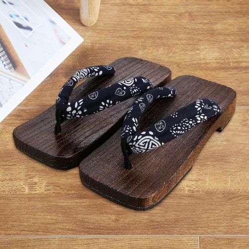 New Japanese Women Men Geta Bidentate Flip Flops Wodden Sandals Slippers  Shoes | eBay