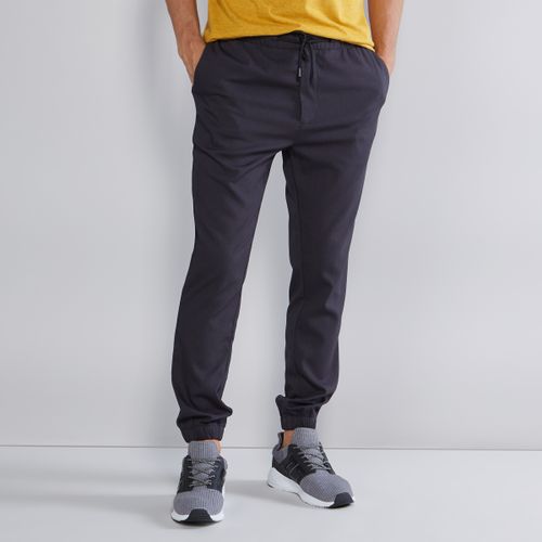 Max Slim Fit Full Length Plain Jog Pants with Pocket Detail and Drawstring - DARK GREY