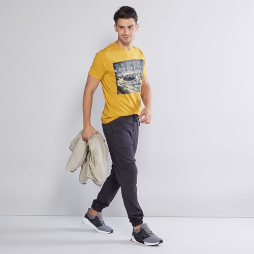 Max Slim Fit Full Length Plain Jog Pants with Pocket Detail and Drawstring - DARK GREY