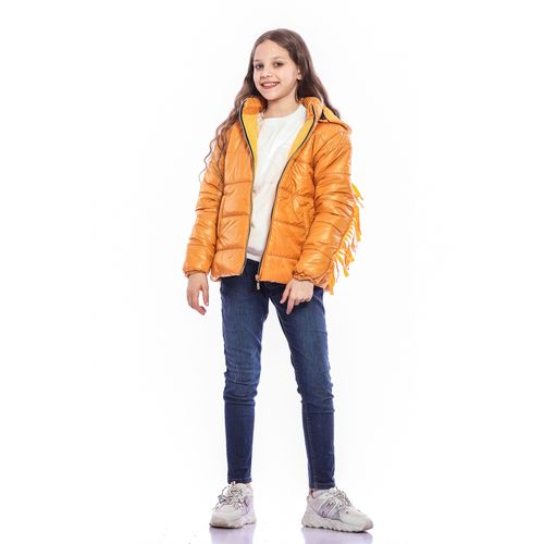 Buy Ktk Dark Yellow Puffer Jacket With Strips For Girls in Egypt