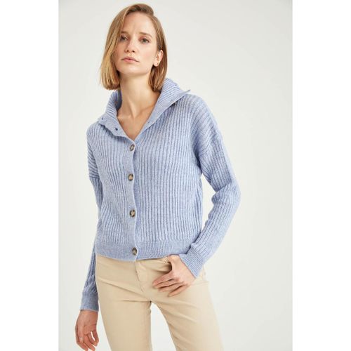 product_image_name-Defacto-Woman Turtle Neck Regular Fit Cardigan - Blue-1