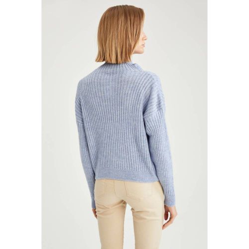 product_image_name-Defacto-Woman Turtle Neck Regular Fit Cardigan - Blue-4