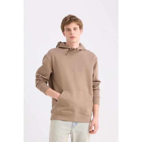 product_image_name-Defacto-Man Hooded Regular Fit Sweat Shirt - Lt.Brown-5