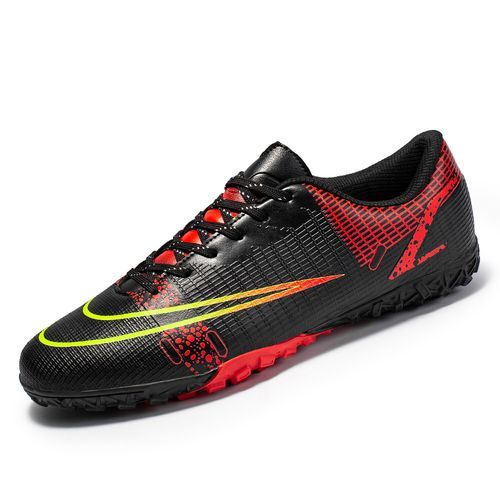 اشتري Fashion Unisex Leather Sneakers Turf Ground Football Shoes-Black Red في مصر