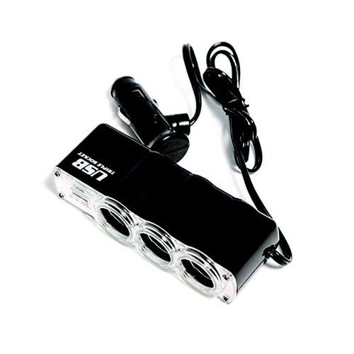 Buy 3-Socket USB Vehicle Power Supply Expansion Adapter - Black in Egypt