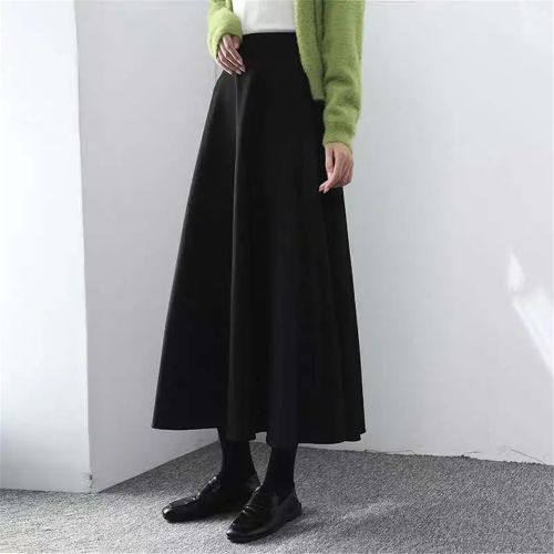 Long Black Wool Skirt