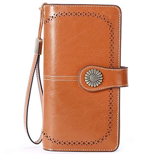 Buy Fashion (Orange)Genuine Leather Fashion Brand Women Wallets Long Large Capacity Clutch Purse Zipper Phone Wallet RA in Egypt