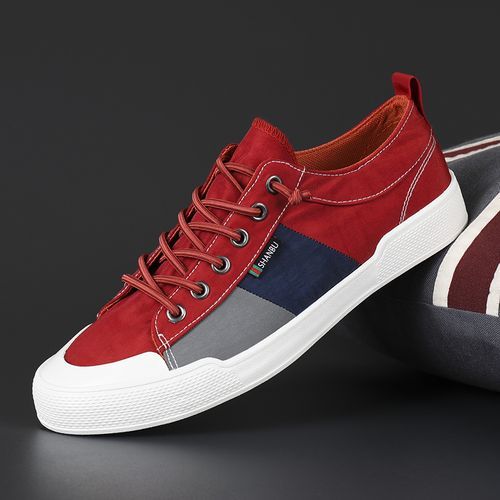 Buy Fashion Canvas Sneakers Men Skateboard Shoes -Red&Brown in Egypt