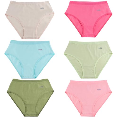 6 Pack Girls Ladies Underwear Mid Rise Cotton Briefs Basic