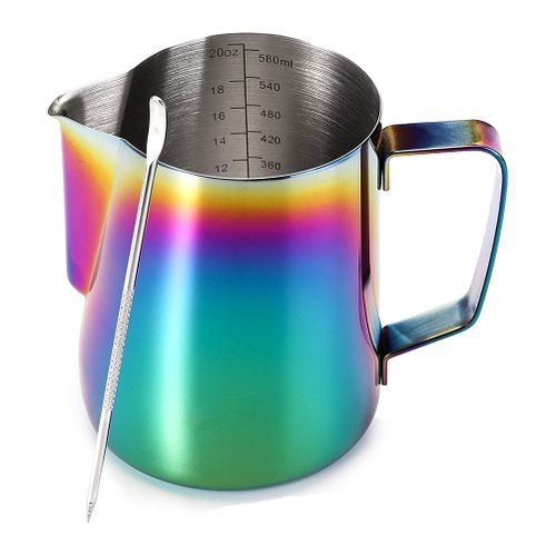 Milk Frothing Pitcher Jug & Frother Cup with Art Pen, Stainless Steel  12/20Oz