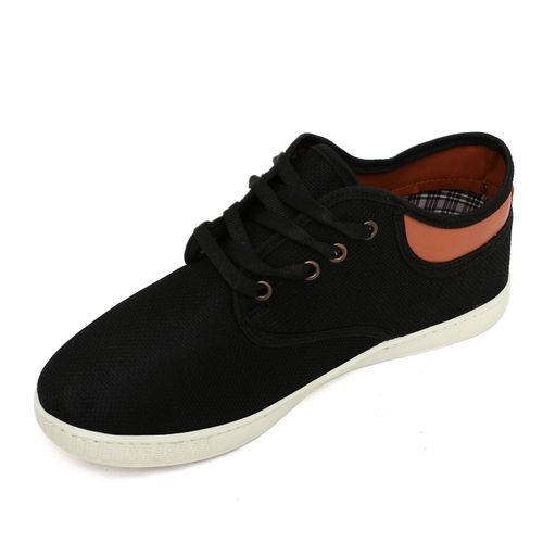 Buy Squadra SQ1005-Textile Contrast Collar Mid-Top Lace-Up Fashion Sneakers For Men - Black in Egypt