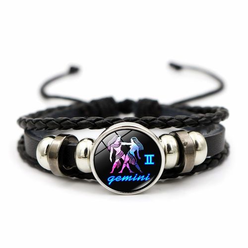 Fashion Gemini 12 Zodiac Signs Constellation Charm Bracelet Men