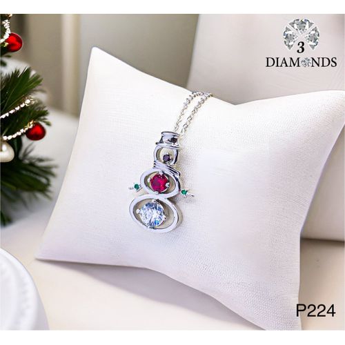 product_image_name-3Diamonds-سلسلة بندانت رجل الثلج من 3DIAMONDS – مطلية بلاتين بتصميم احتفالي وفصين متناسقين-1