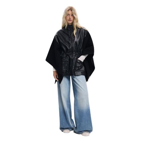product_image_name-Desigual-Combined faux leather poncho-1