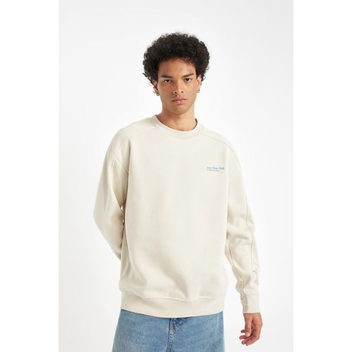 product_image_name-Defacto-Man Beige Boxy Fit Crew Neck Printed Back Sweatshirt-3
