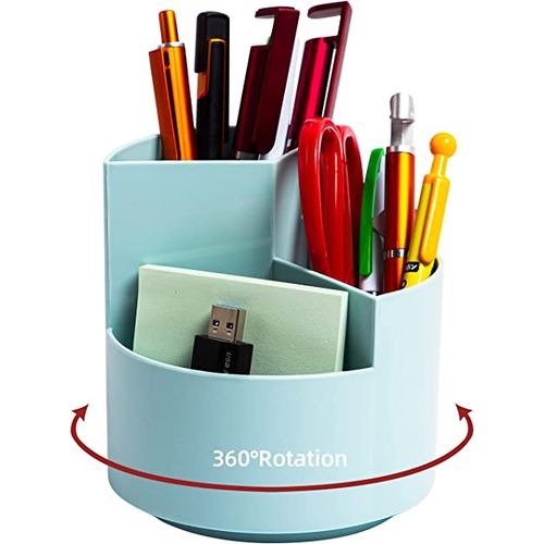 product_image_name-Generic-Desk Pencil Pen Holder, 3 Slot Spinning Pencil Desk Organizer-1