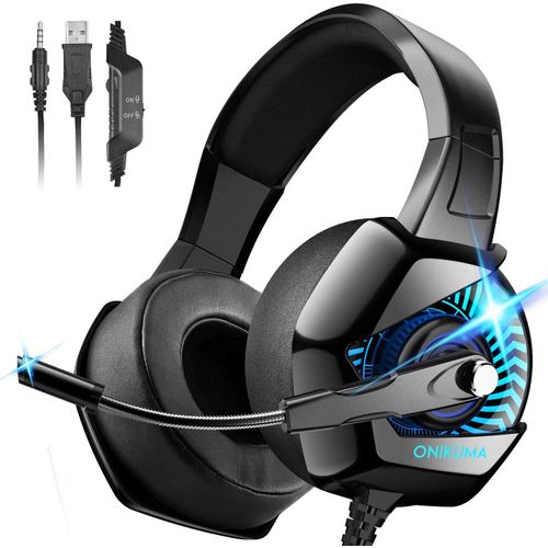 Gaming Headset Xbox One Headset with 7.1 Surround Sound Stereo, PS4  Over-Ear Gaming Headphones with Noise Canceling Mic & LED Light, Compatible  with PC, PS4, Xbox One Controller(Adapter Not Included) 