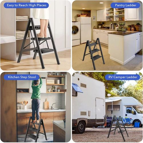 product_image_name-Generic-سلم قابل للطي 3 خطوات: بدواسات عريضة، معدن خفيف الوزن - سلم محمول (معدني)(3 خطوات)-5