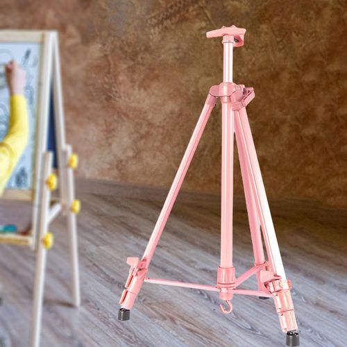 Generic Tripod Floor Standing Easel For Painting Canvas Pink