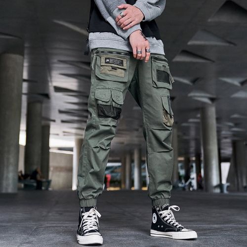Amazon.com: Kaniem Men's Flap Pocket Tapered Cargo Pants Fashion Multi  Pocket Solid Color Trousers Casual Pants, Black, Small : Clothing, Shoes &  Jewelry
