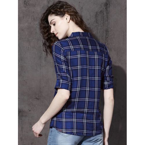 product_image_name-Sun Set-قميص/شميز نسائي كاجوال سليم فيت كاروهات-ازرق-4