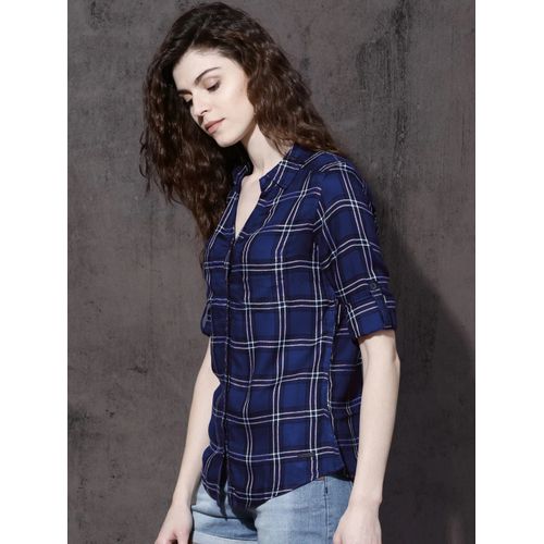 product_image_name-Sun Set-قميص/شميز نسائي كاجوال سليم فيت كاروهات-ازرق-5