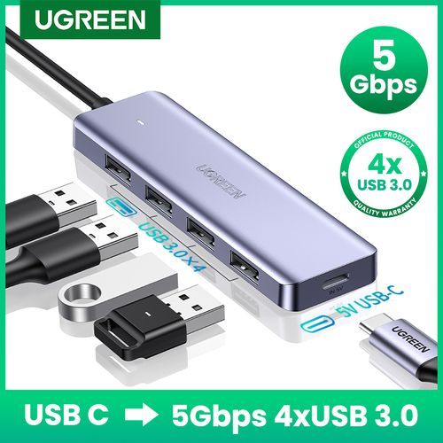 Buy Ugreen USB C Hub, Slim Type C To 4 Port USB 3.0 Adapter, 5Gbps High-Speed USB Splitter in Egypt