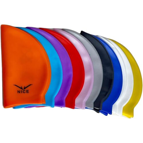 product_image_name-Generic-جو سويم قبعة سباحة للاطفال ، قبعة سباحة من السيليكون المتين للاولاد والبنات الصغار، قبعات سباحة مقاومة للماء، قبعات سباحة مريحة للاطفال بتصميم بسيط للشعر الطويل والقصير بوني (متعدد اللون)  ( قد يختلف اللون )-3