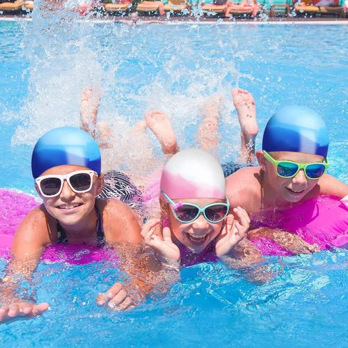 product_image_name-Generic-جو سويم قبعة سباحة للاطفال ، قبعة سباحة من السيليكون المتين للاولاد والبنات الصغار، قبعات سباحة مقاومة للماء، قبعات سباحة مريحة للاطفال بتصميم بسيط للشعر الطويل والقصير بوني (متعدد اللون)  ( قد يختلف اللون )-4