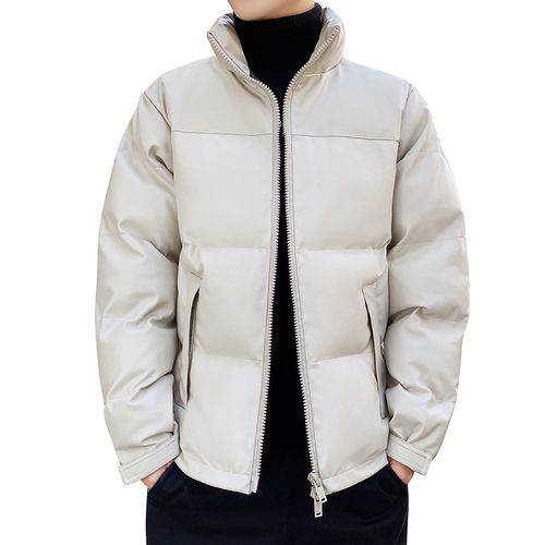 Generic Fashion Stand Collar Men s Pu Leather Cotton Padded Jacket Slim Fit Winter Coat Men Parka Thicken Puffer Jacket Men Best Price Online Jumia Egypt