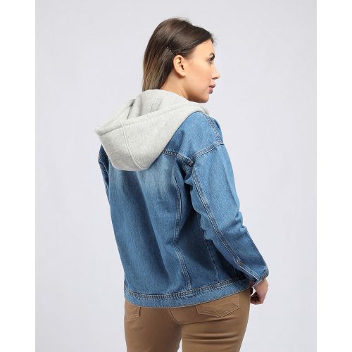 Coctail Hooded Denim Jacket - Light Blue