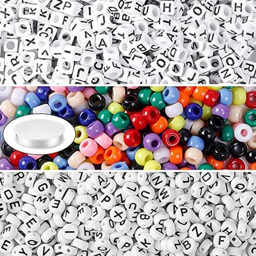 Acrylic Letter Beads 1800pcs 4mm X 7mm Round Letter Beads For Jewelry  Making Bracelets Necklaces Key Chains