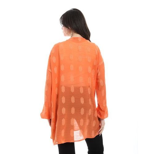 product_image_name-Andora-Open Front Cardigan For Summer - Orange-3