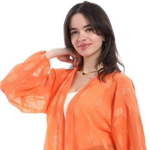 product_image_name-Andora-Open Front Cardigan For Summer - Orange-4